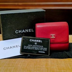 Authentic CHANEL Small Wallet In Red